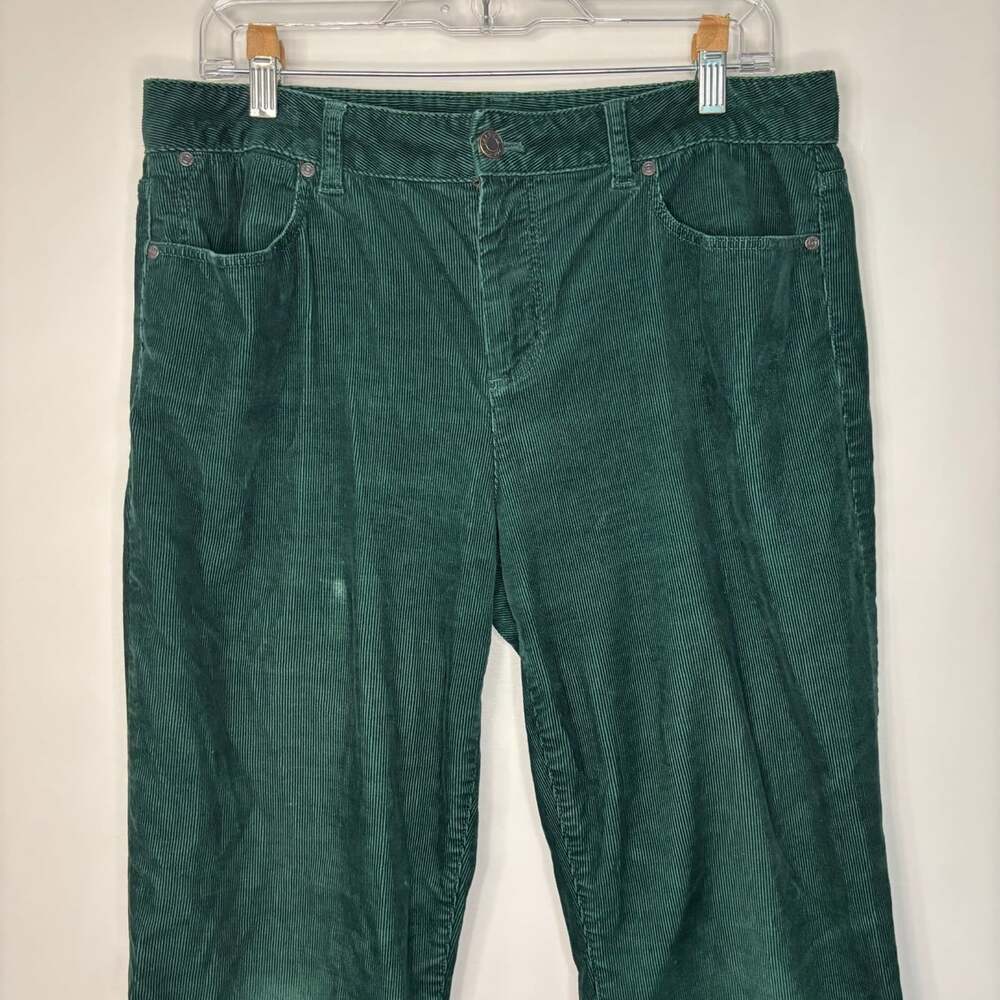 Talbots heritage corduroy pant womens 12 green straight leg stretch casual soft